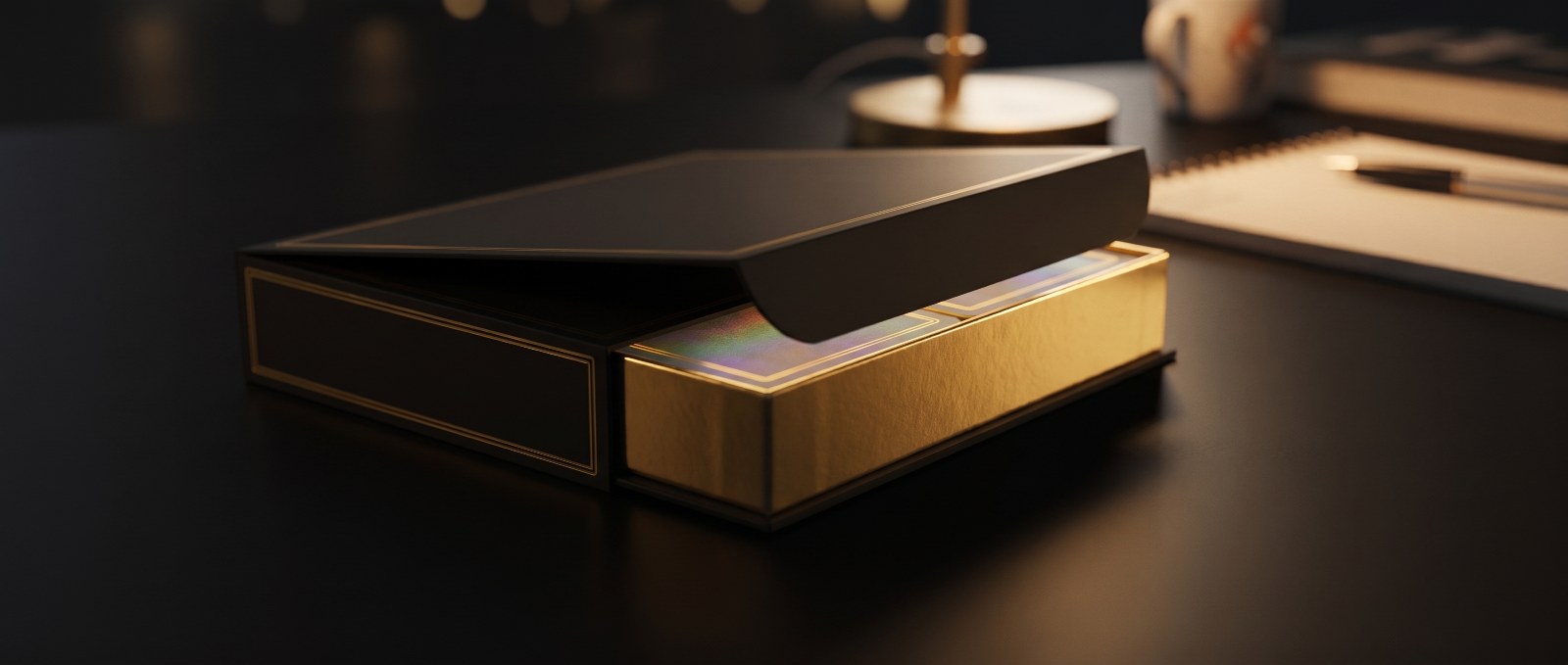 A stylized premium collector box in warm gold light, standing in for SPC-01 packaging until official images drop.